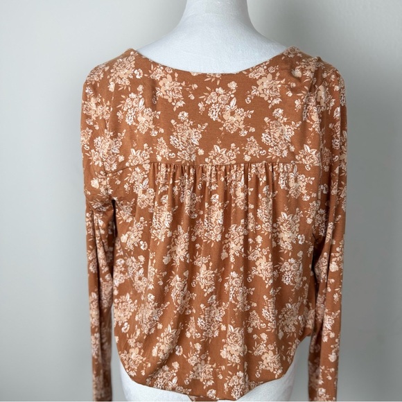 NWOT Intimately Free People Floral‎ Long Sleeve Bodysuit Sz M Rust Brown Stretch - Picture 8 of 13